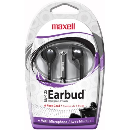 Picture of Maxell On-Earbud with MIC - Mini-phone (3.5mm) - Wired - Earbud - In-ear - 6 ft Cable - Black