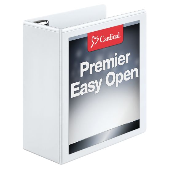 Picture of Cardinal EasyOpen ClearVue Locking View 3-Ring Binder, 4in D-Rings, 52% Recycled, White