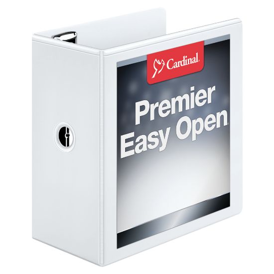 Picture of Cardinal EasyOpen ClearVue Locking View 3-Ring Binder, 5in D-Rings, 52% Recycled, White