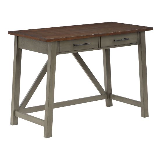 Picture of Office Star Milford 42inW Rustic Writing Desk, Slate Gray