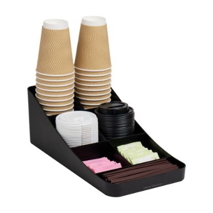 Picture of Mind Reader Anchor Collection 7-Compartment Coffee Cup and Condiment Organizer, 5-1/4in H x 7-1/4in W x 15-1/2in L, Black