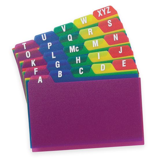 Picture of Oxford Poly Card Guides, A-Z, 3in x 5in, Assorted Colors