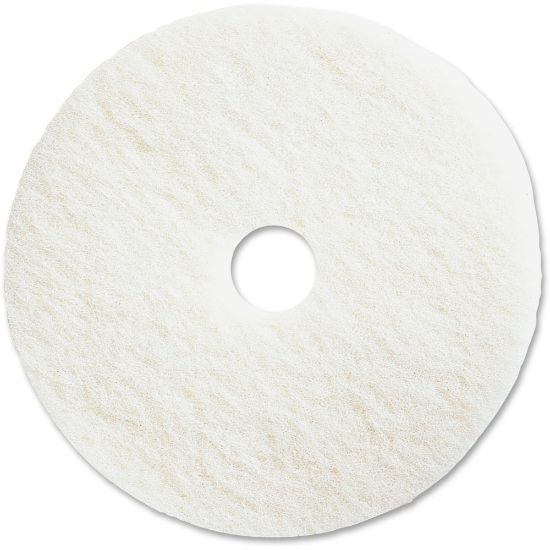 Picture of Genuine Joe Polishing Floor Pad - 13in Diameter - 5/Carton x 13in Diameter x 1in Thickness - Floor, Polishing - 175 rpm to 350 rpm Speed Supported - Resilient, Flexible, Non-abrasive, Dirt Remover, Rotate - Resin, Fiber - White