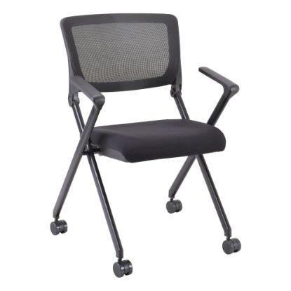 Picture of Lorell Mesh Back Nesting Chairs, With Arms, Black, Set Of 2 Chairs