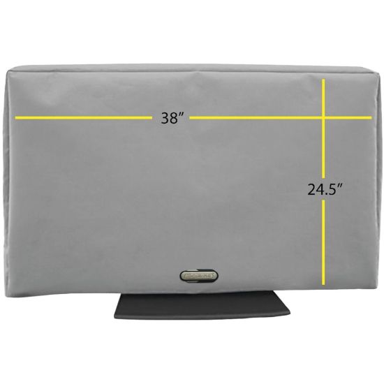 Picture of Solaire Protective Cover - Supports Flat Panel Display - Rain Resistant, Dust Resistant, Sunlight Resistant, Durable, Mildew Resistant, Scratch Resistant, Remote Control Pocket, Zippered - Fabric - Neutral Gray