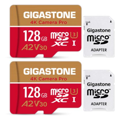 Picture of Dane-Elec Gigastone 4K Class10 U3 A2 V30 Camera Pro MicroSDXC Cards, 128GB, Pack Of 2 Cards