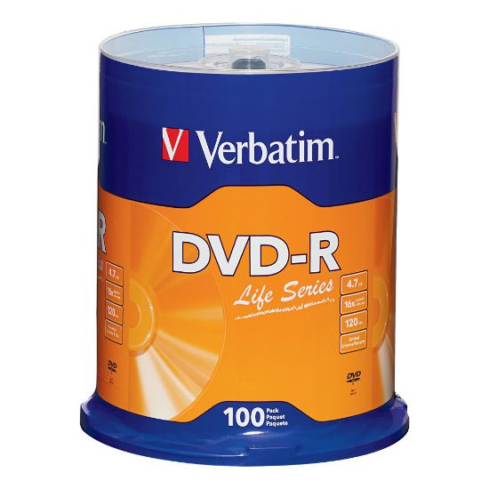 Picture of Verbatim Life Series DVD-R Disc Spindle, Pack Of 100