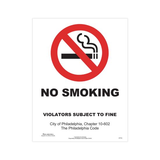 Picture of ComplyRight City & County Specialty Posters, No Smoking, English, Philadelphia, 8 1/2in x 11in