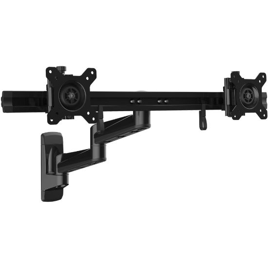 Picture of StarTech.com Wall Mount Dual Monitor Arm - Articulating Ergonomic VESA Wall Mount for 2x 24in Screens - Synchronized Adjustable Crossbar - VESA 75x75/100x100mm dual computer monitor wall mount for 2 displays up to 24in and 11lb