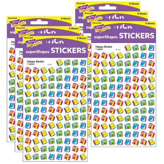 Picture of Trend superShapes Stickers, Happy Books, 800 Stickers Per Pack, Set Of 6 Packs