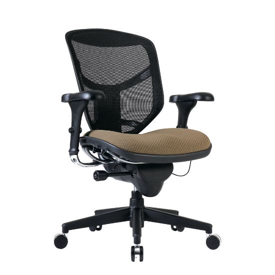 Picture of WorkPro Quantum 9000 Series Ergonomic Mesh/Premium Fabric Mid-Back Chair, Black/Beige, BIFMA Compliant