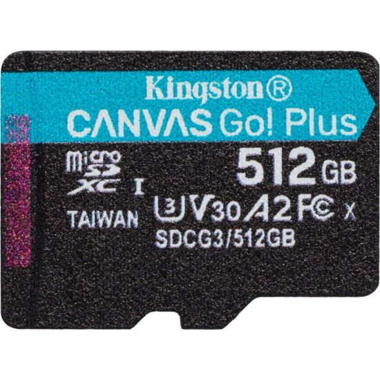 Picture of Kingston Canvas Go! Plus SDCG3 512 GB Class 10/UHS-I (U3) microSDXC - 170 MB/s Read - 90 MB/s Write - Lifetime Warranty