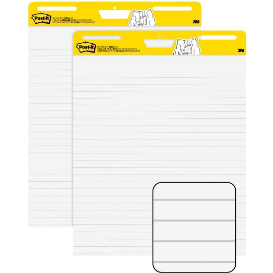 Picture of Post-it Super Sticky Easel Pads, 25in x 30in, 2 Pads, 30 Sheets/Pad, Lined, Back to School for Classrooms, White