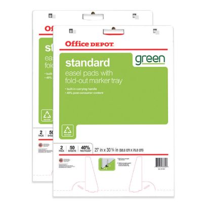 Picture of Office Depot Brand Bleed Resistant Easel Pads, 27in x 32in, 50 Sheets, 40% Recycled, White, Pack of 2