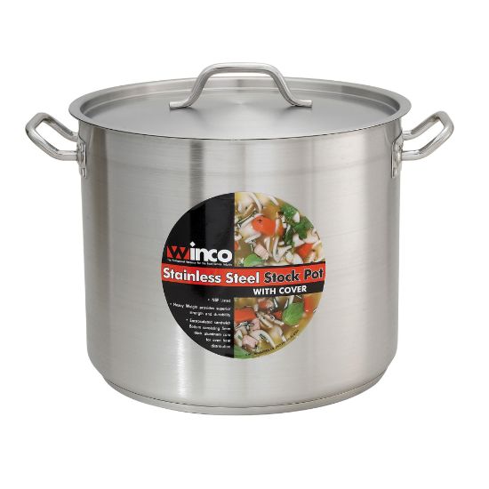 Picture of Winco Stainless-Steel Stock Pot With Lid, 8 Qt, Silver