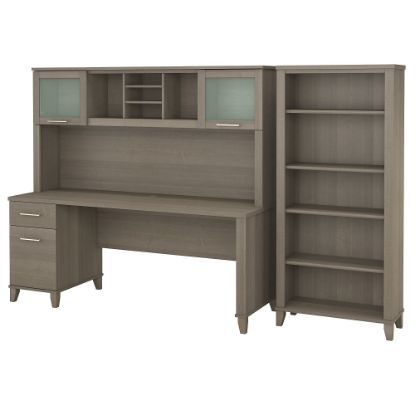 Picture of Bush Furniture Somerset 72inW Office Desk With Hutch And 5 Shelf Bookcase, Ash Gray, Standard Delivery