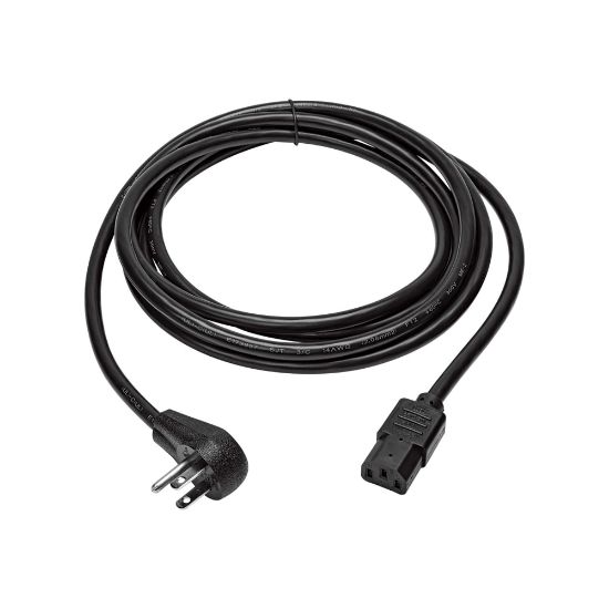 Picture of Eaton Tripp Lite Series Computer Power Cord, Right-Angle NEMA 5-15P to C13 - Heavy-Duty, 15A, 125V, 14 AWG, 12 ft. (3.66 m), Black - Power cable - NEMA 5-15P right-angled to power IEC 60320 C13 - 125 V - 15 A - 12 ft - black - North America