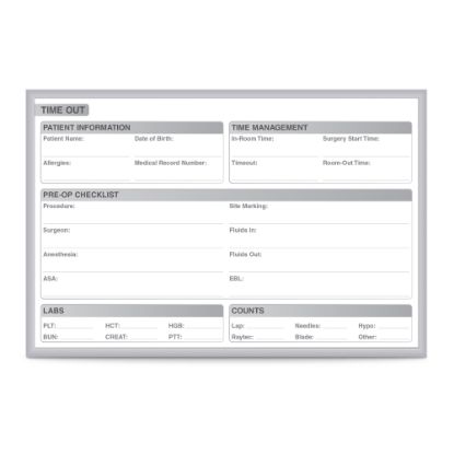 Picture of Ghent Healthcare/Time Out Magnetic Dry-Erase Whiteboard, 24in x 36in, Aluminum Frame With Silver Finish