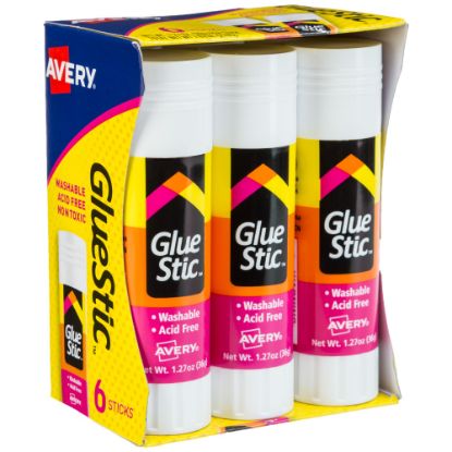 Picture of Avery Permanent Glue Stic, Washable, Non-Toxic, 1.27oz, 6 Total Glue Sticks