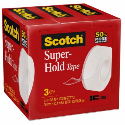 Picture of Scotch Super-Hold Tape, 3/4in x 1,000in, Clear, Pack Of 3 Rolls