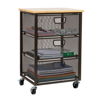 Picture of Mind Reader Storage Cart Organizer with 3 Drawers, 24-1/4in H x 13in W x 15-3/4in D, Black