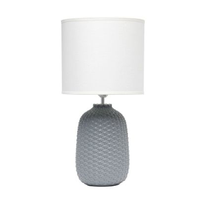 Picture of Simple Designs Purled Texture Table Lamp, 20-7/16inH, White/Gray