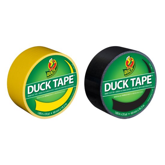 Picture of Duck Brand Duct Tape Rolls, 1.88in x 20 Yd, Yellow/Black, Pack Of 2 Rolls