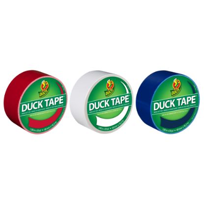 Picture of Duck Brand Color Duct Tape Rolls, 1-15/16in x 60 Yd, USA Colors, Pack Of 3 Rolls