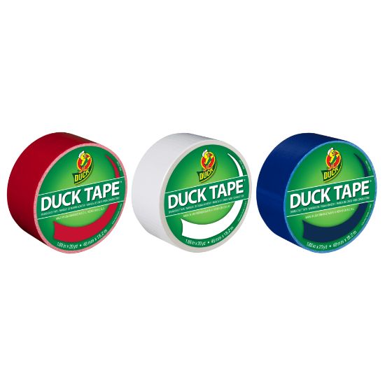 Picture of Duck Brand Color Duct Tape Rolls, 1-15/16in x 60 Yd, USA Colors, Pack Of 3 Rolls