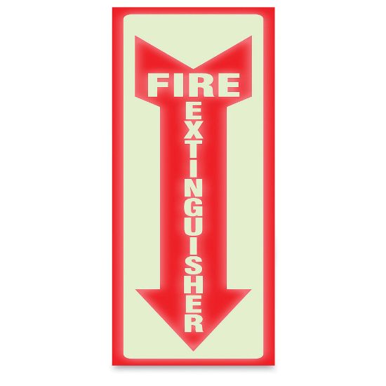 Picture of U.S. Stamp & Sign Glow-In-The-Dark Sign, "Fire Extinguisher", 13inH x 4inW