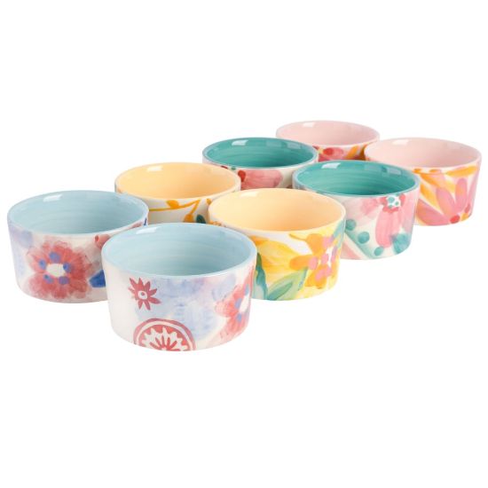 Picture of Spice By Tia Mowry Goji Blossom 8-Piece Stoneware Ramekin Set, 6.5 Oz, Assorted Colors