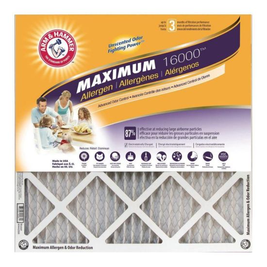 Picture of Arm & Hammer Maximum Allergen & Odor Reduction Air Filters, 18inH x 18inW x 1inD, Pack Of 4 Air Filters