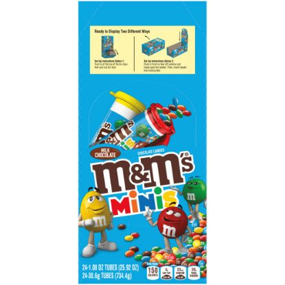 Picture of M&Ms Milk Chocolate Mini Tubes, 1.08 Oz, Box Of 24 Tubes