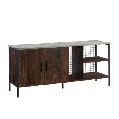 Picture of Sauder Market Commons TV Credenza For 60in TVs, 24inH x 54inW x 15-1/2inD, Rich Walnut/Slate Gray/Black