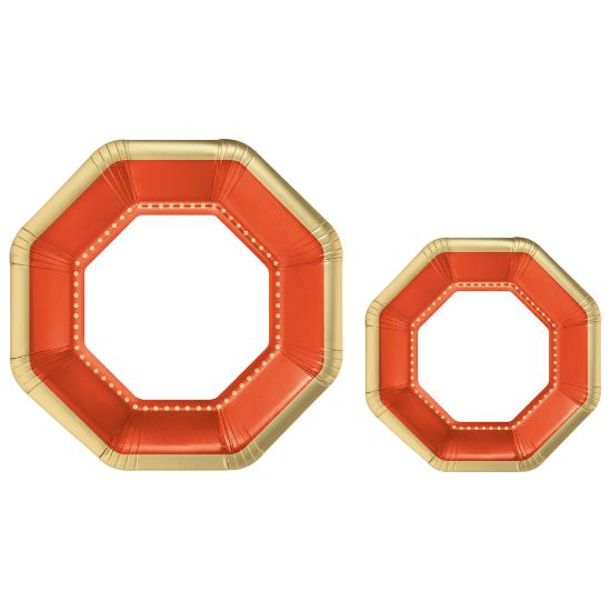 Picture of Amscan Octagonal Premium Plates, Orange Peel, 20 Plates Per Pack, Case Of 2 Packs