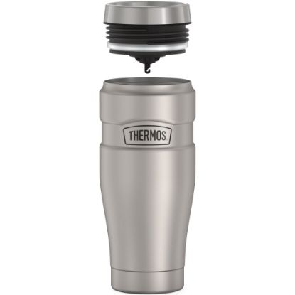 Picture of Thermos Stainless King Tumbler 16Oz - Coffee - Dishwasher Safe - Matte Stainless Steel, Silver - Stainless Steel Body