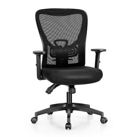 Picture of ALPHA HOME Ergonomic Fabric Mid-Back Office Task Chair With Lumbar Support, Black