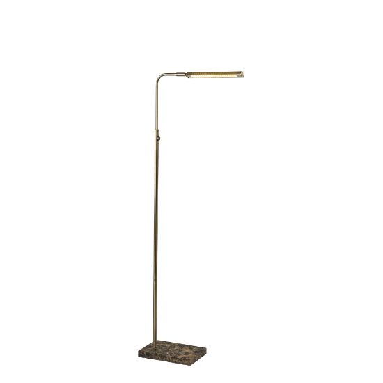 Picture of Adesso Reader LED Floor Lamp, 54-1/4inH, Antique Brass Shade/Brown Marble Base