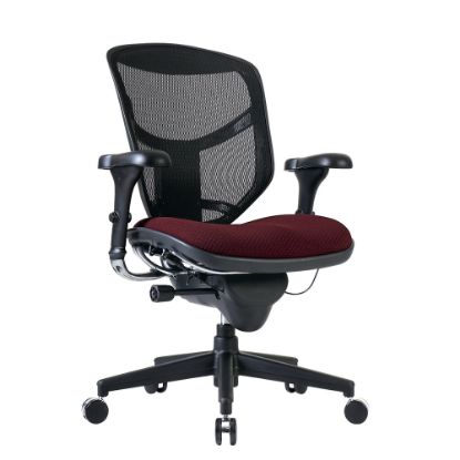 Picture of WorkPro Quantum 9000 Series Ergonomic Mesh/Premium Fabric Mid-Back Chair, Black/Burgundy, BIFMA Compliant