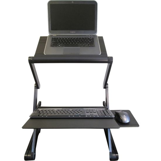 Picture of Uncaged Ergonomics WorkEZ Standing Desk laptop stand up desk converter - Raise screens to eye-level | type on an ergonomic keyboard tray