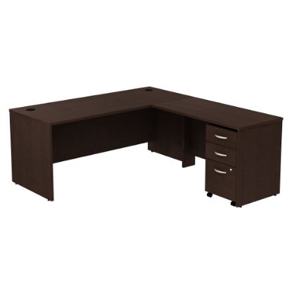 Picture of Bush Business Furniture Components 72inW L Shaped Desk with 3 Drawer Mobile File Cabinet, Mocha Cherry, Standard Delivery