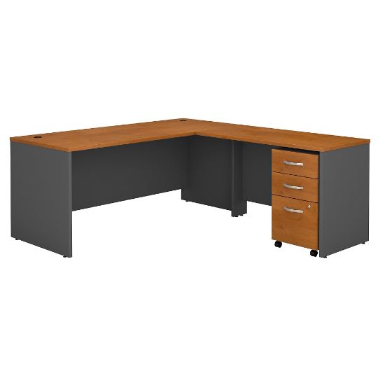 Picture of Bush Business Furniture Components 72inW L Shaped Desk with 3 Drawer Mobile File Cabinet, Natural Cherry/Graphite Gray, Standard Delivery