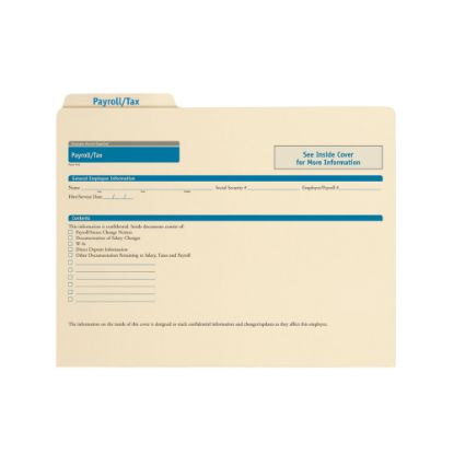 Picture of ComplyRight Payroll/Tax Folders, 11 3/4in x 9 1/2in, Manila, Pack Of 25