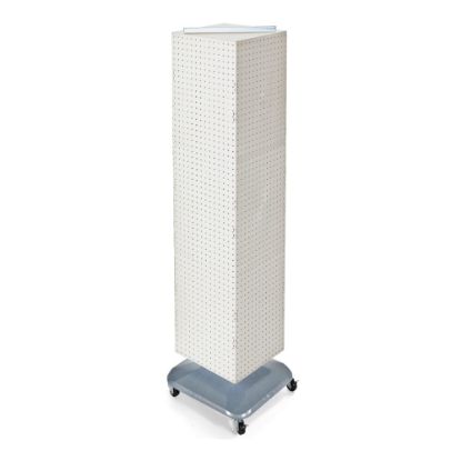 Picture of Azar Displays 4-Sided Pegboard Tower Floor Display With Wheels, 68in x 18in, White/Silver