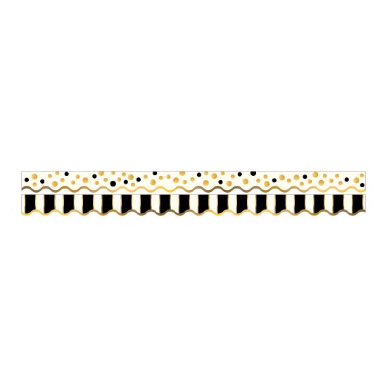 Picture of Barker Creek Scalloped-Edge Double-Sided Borders, 2 1/4in x 36in, Gold Bars, Pack Of 13