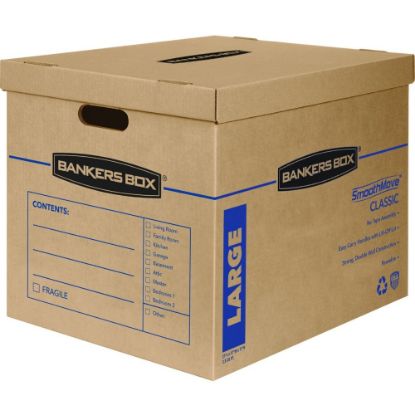 Picture of Bankers Box SmoothMove Classic Moving Boxes With Lift-Off Lid, 17in x 21in x 17in, 85% Recycled, Kraft Brown, Box Of 5