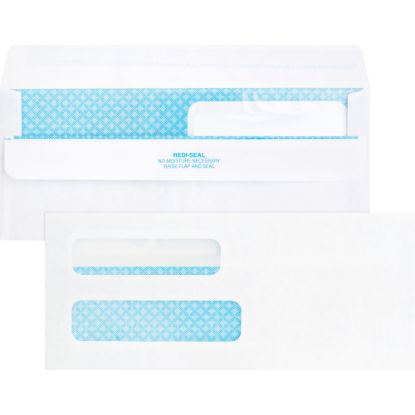 Picture of Business Source Double Window No. 8-5/8 Check Envelopes - Double Window - #8 5/8 - 8 5/8in Width x 3 5/8in Length - 24 lb - Self-sealing - 500 / Box - White