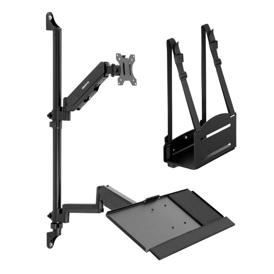 Picture of Mount-It! MI-7991 Wall-Mount Workstation With Monitor Mount, Keyboard Tray And CPU Holder, 12inH x 41inW x 7inD, Black