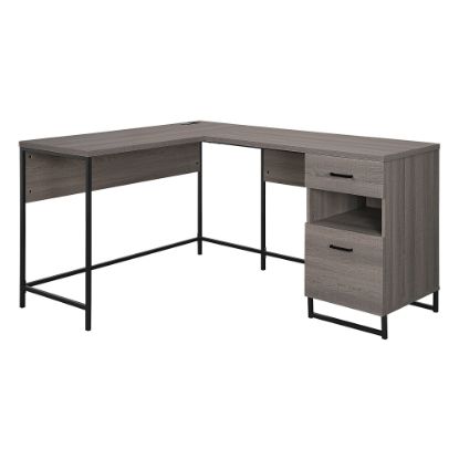 Picture of Office Star Hagney Lane 58inW L-Shaped Computer Desk With Power And Storage, Farm Oak