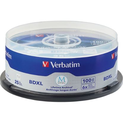 Picture of Verbatim M DISC BDXL 100GB 6X with Branded Surface - 25pk Spindle - 25pk Spindle